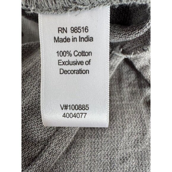 Coldwater Creek XL Embroidered Button-Front Tunic Top Gray 100% Cotton Long Slee - Picture 6 of 16